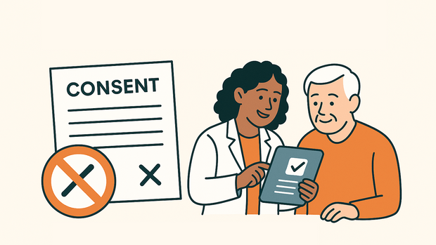 Paper consent form, consent conversation
