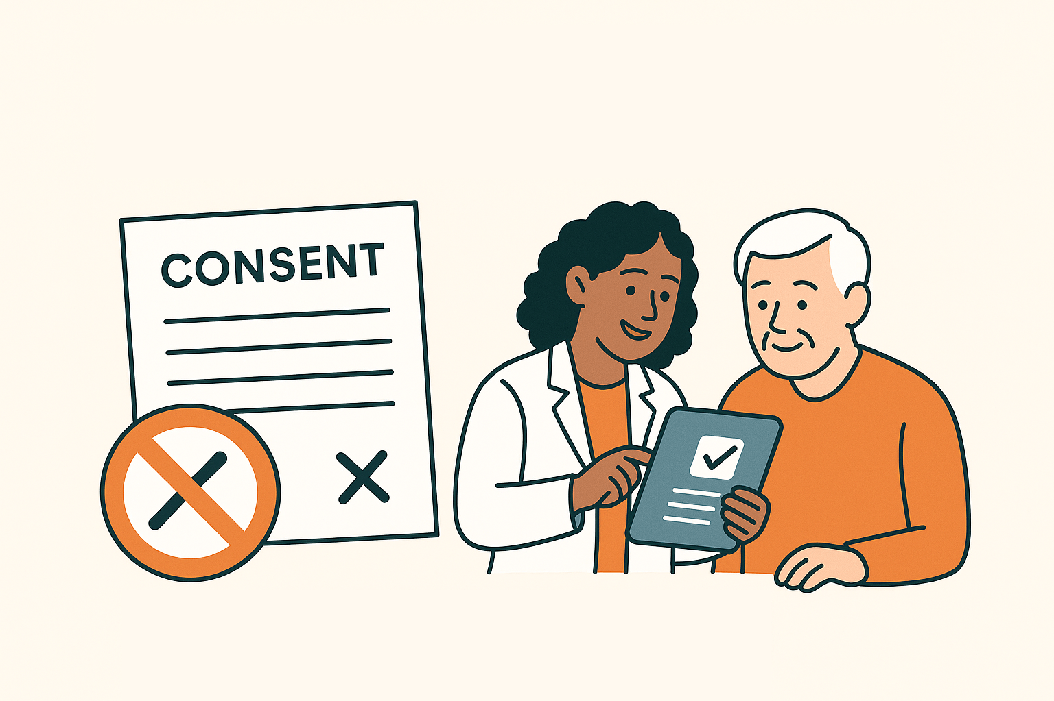 Paper consent form, consent conversation
