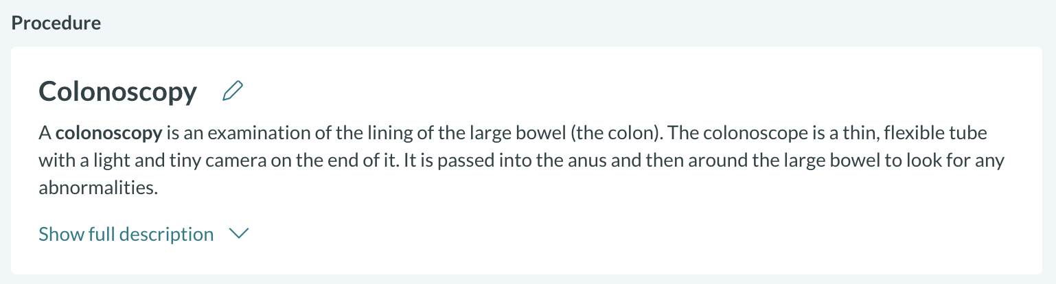 Treatment lay description in clinician view