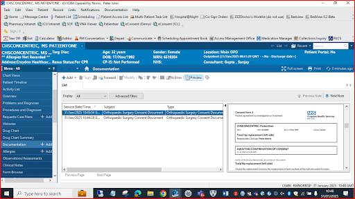 Concentric PDF in Powerchart at Croydon