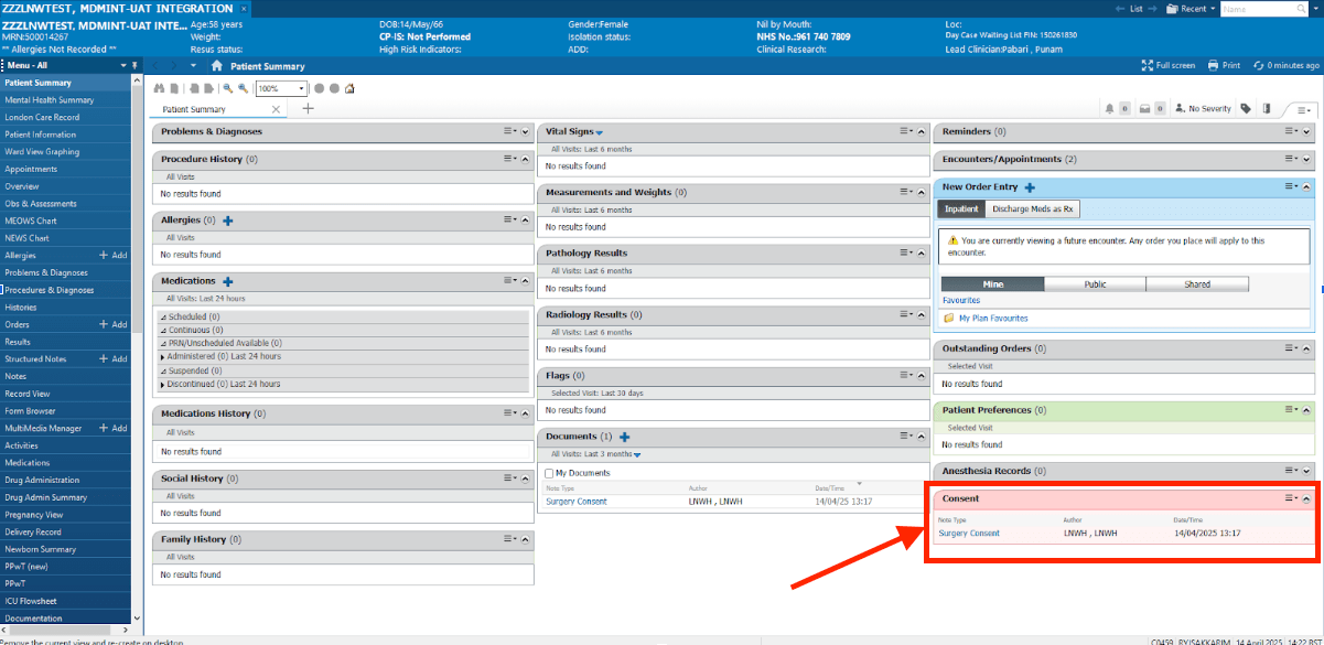 Pink widget in Millennium at THH