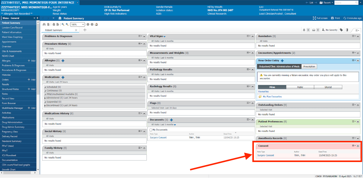 Pink widget in Millennium at THH